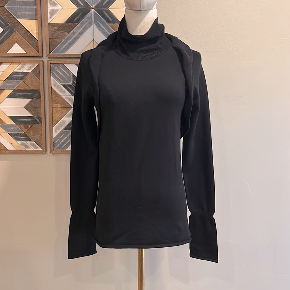IRO Women’s Designer Black Ruffle Turtleneck Sweater Small